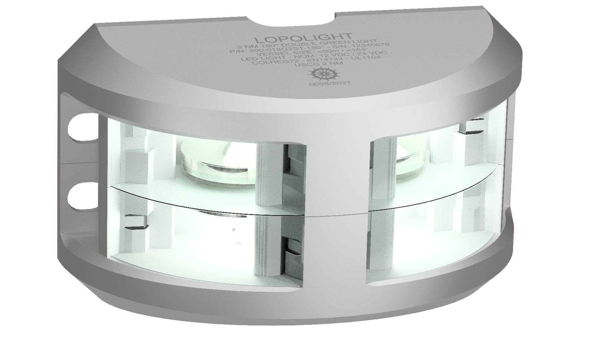 3nm 180° White, double, silver anodized